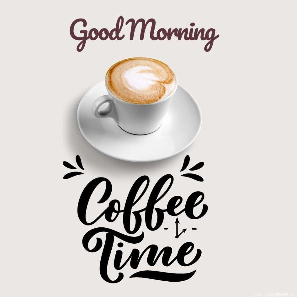 Coffee cup with coffee time text banner