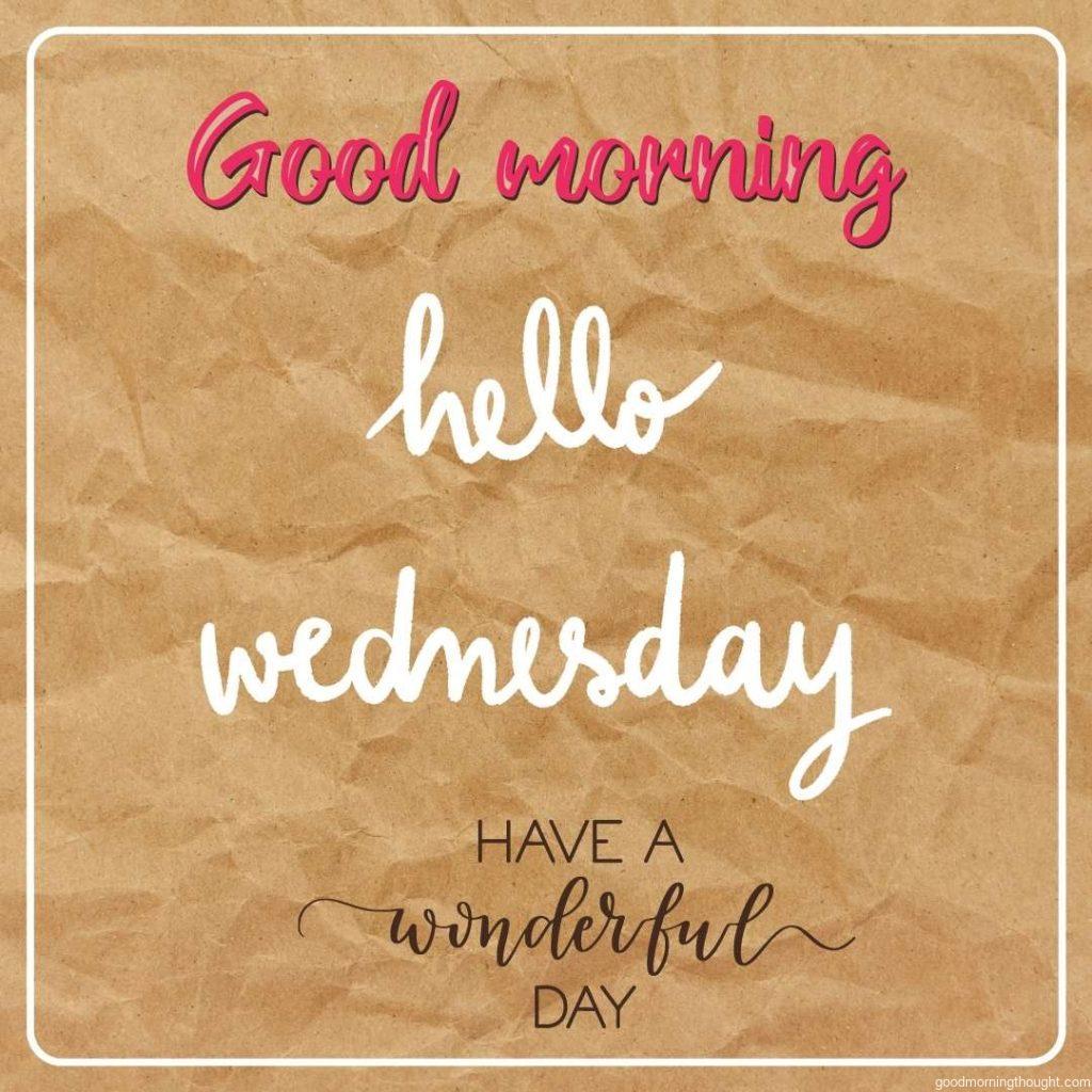 Good Morning Wednesday message on brown crumpled background