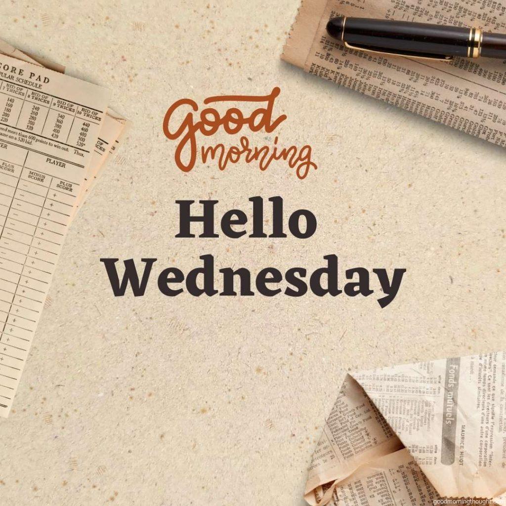 Paper texture background with Hello Wednesday message