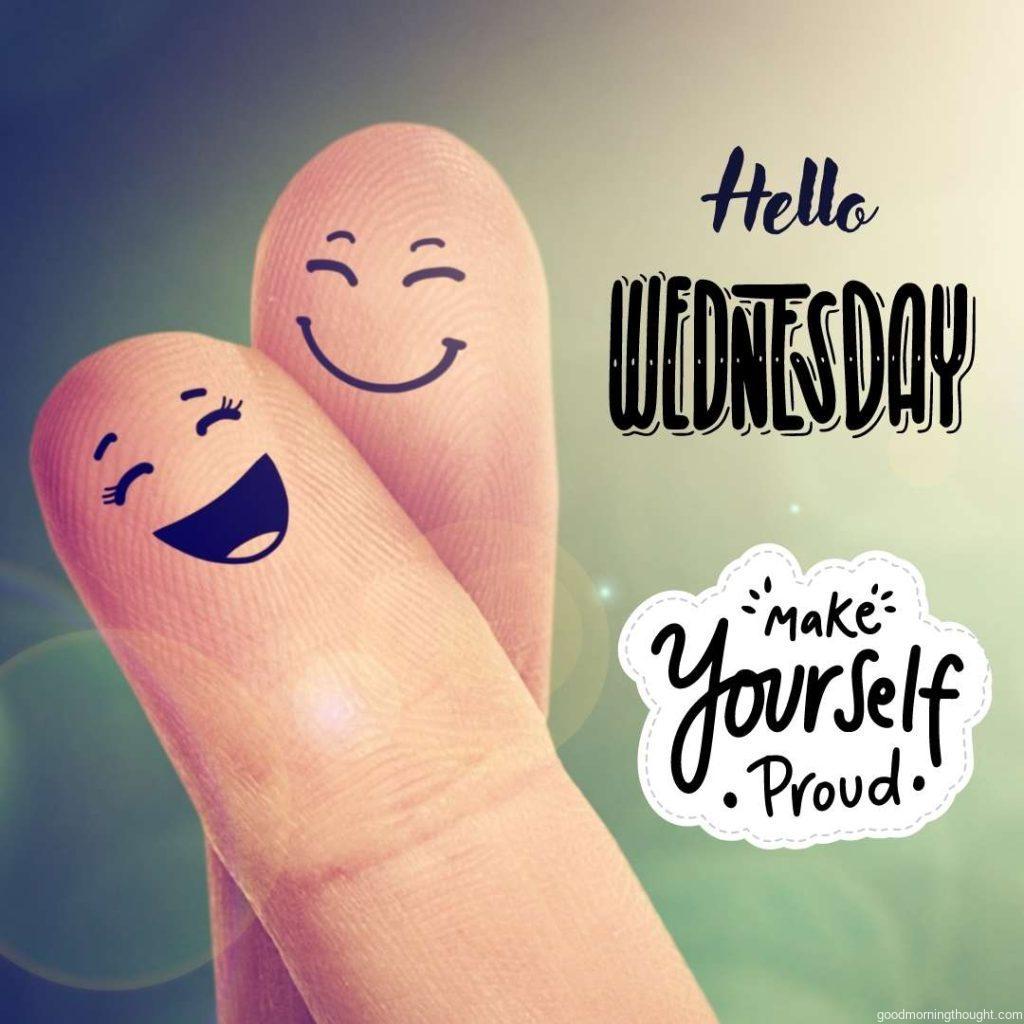 Two fingers with happy faces. Good Morning Wednesday Image