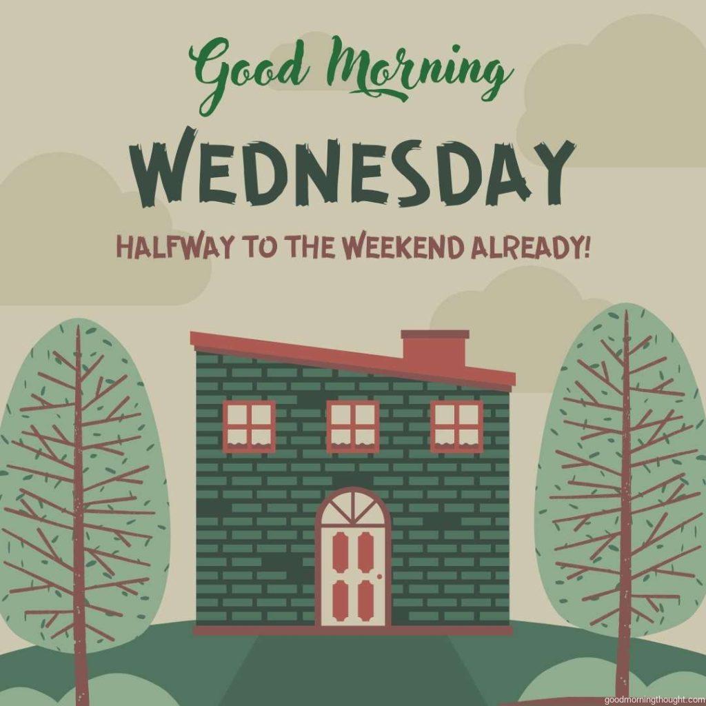 Two storey house vector illustration. Good Morning Wednesday Image