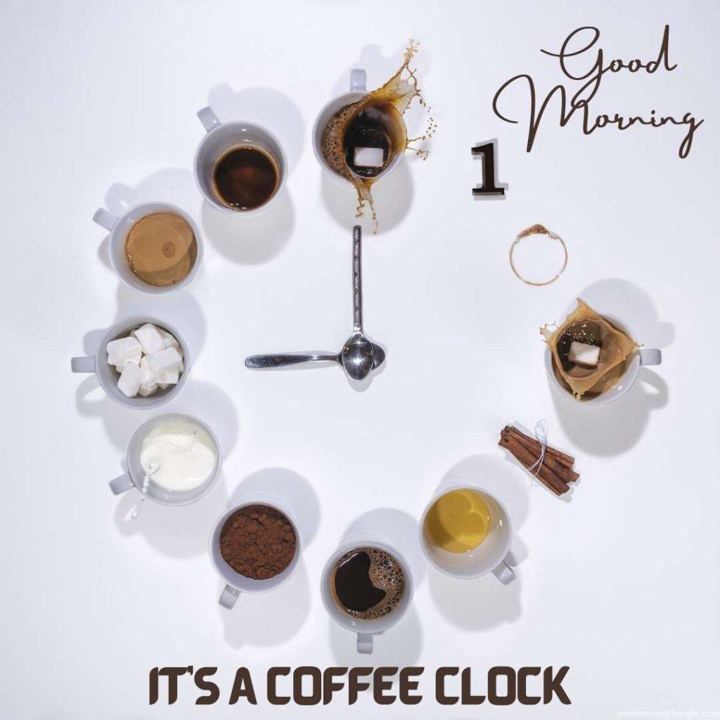 coffee clock with morning time for a cup of coffee