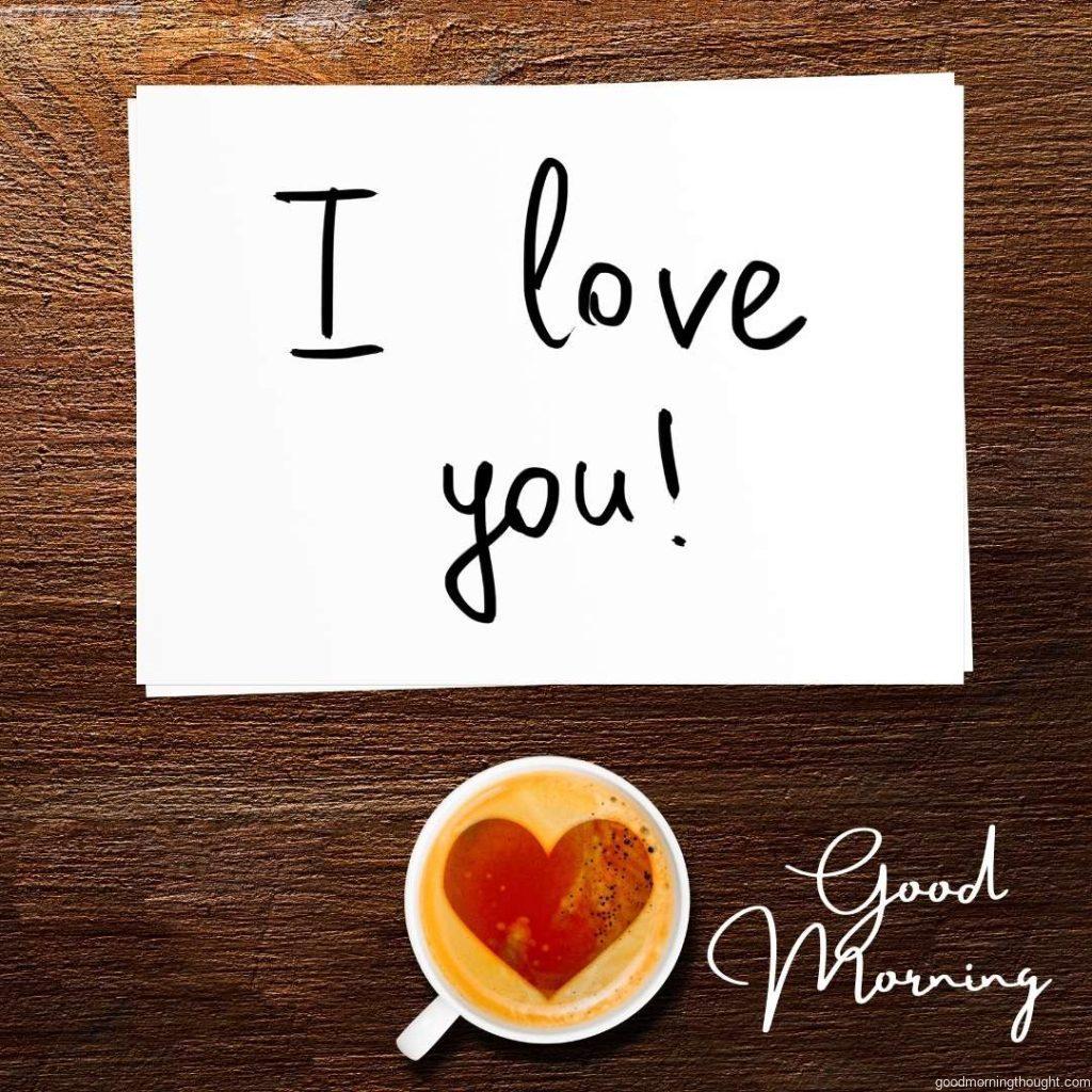 loving coffee. Full cup of fresh and espresso view from above with good morning message