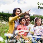 A family sits in the garden of their house, all of them observing the sky