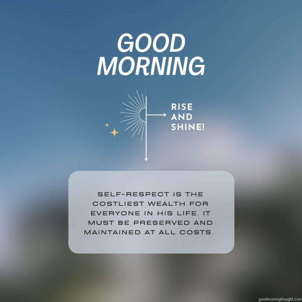 blue sky background with good morning text message written on it