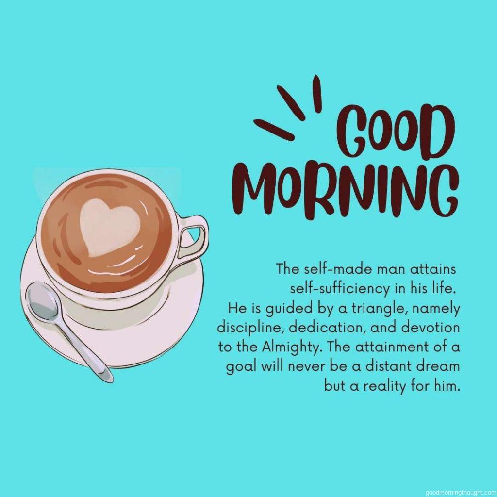 coffee mug illustration with good morning message