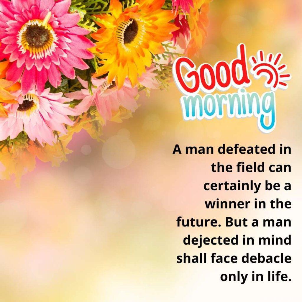 fake flower background with good morning quote