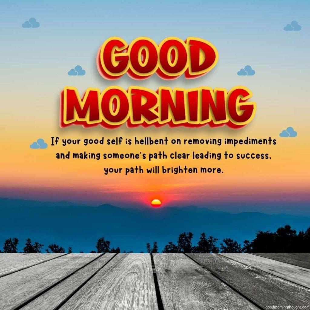 morning sky with sun rise and good morning message