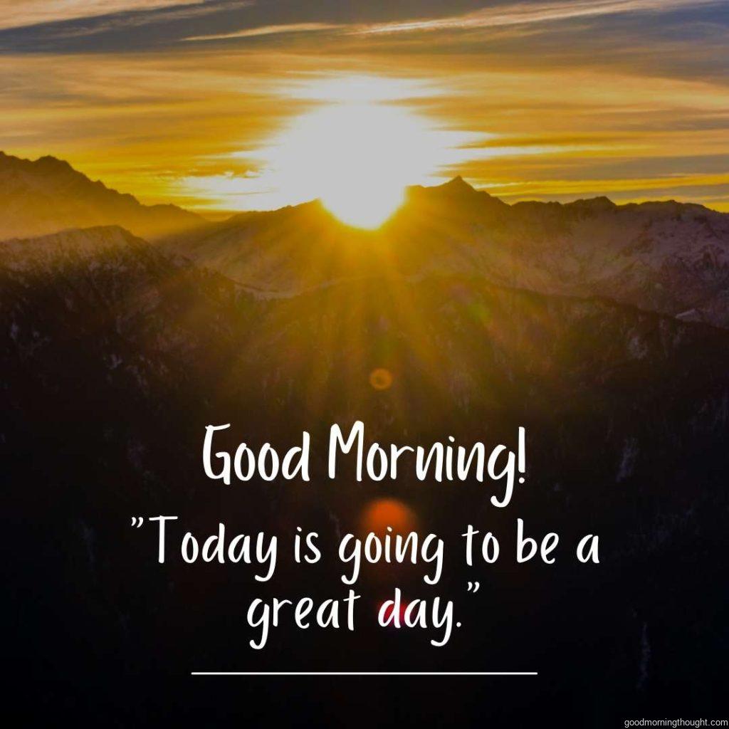 silhouette mountains image at background with good morning text message written on it