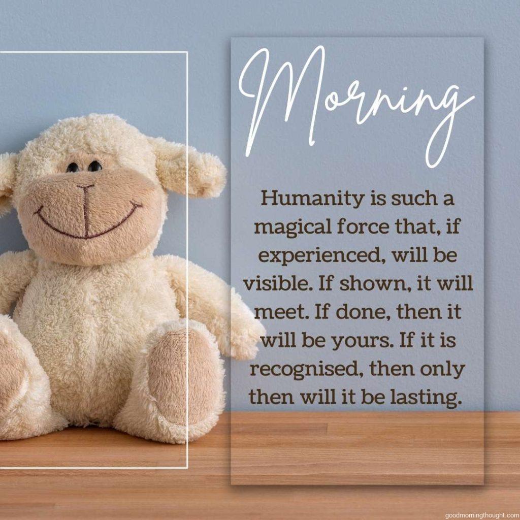 white sheep plus toy with good morning text message