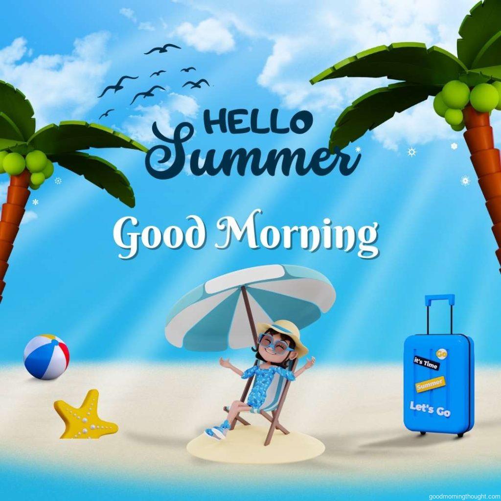 3d summer background. Good morning beach images