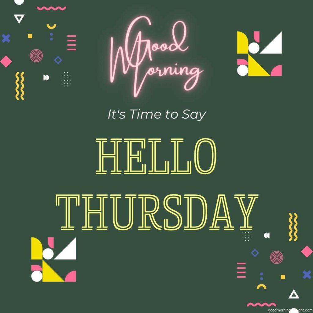 Bauhaus Pattern Background with a _Good Morning, Happy Thursday_ text