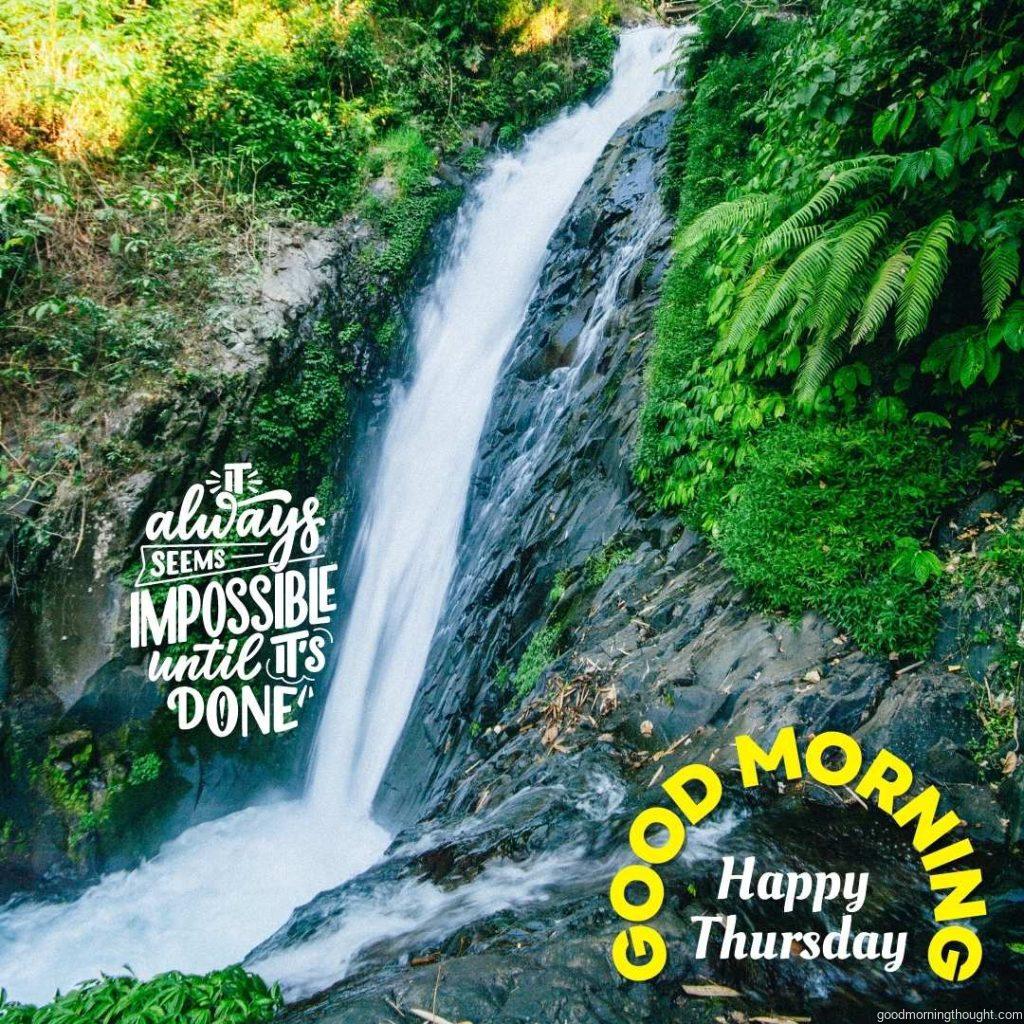 Indonesia, Bali Island, Gitgit waterfall, _Good Morning, Happy Thursday_ text