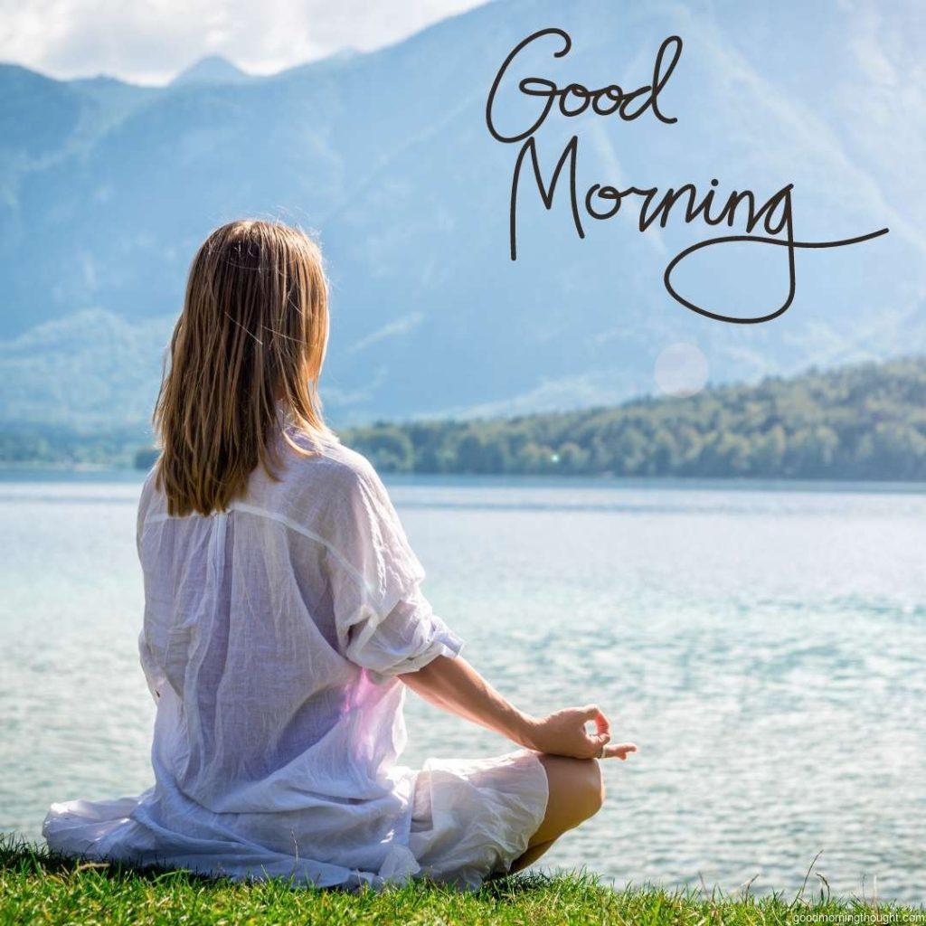 Serenity and yoga practice at Lake Bohinj, Slovenia, in the morning