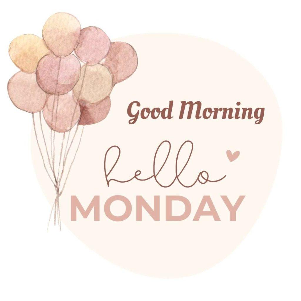 Watercolour Balloon Illustration oval-shaped element in the background with _Good morning, hello, Monday text