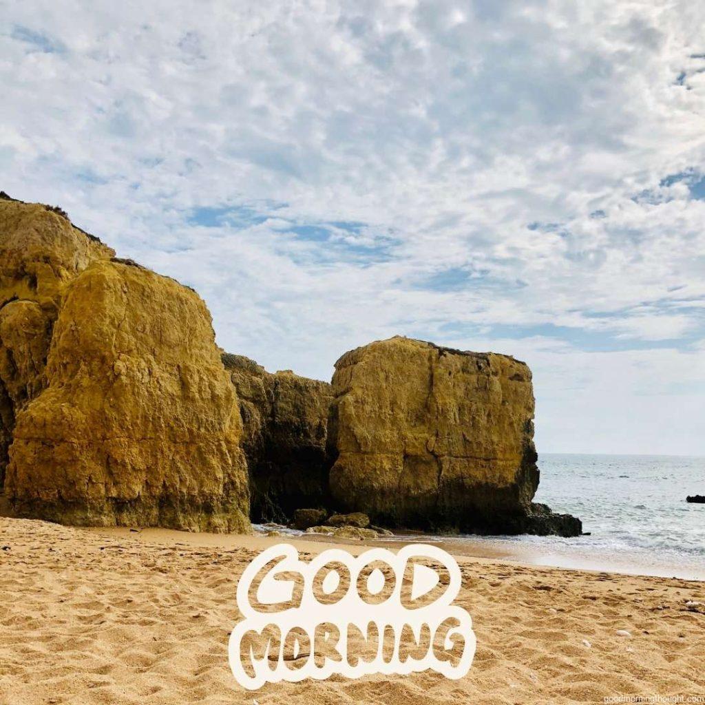 beautiful sea beach with high stones