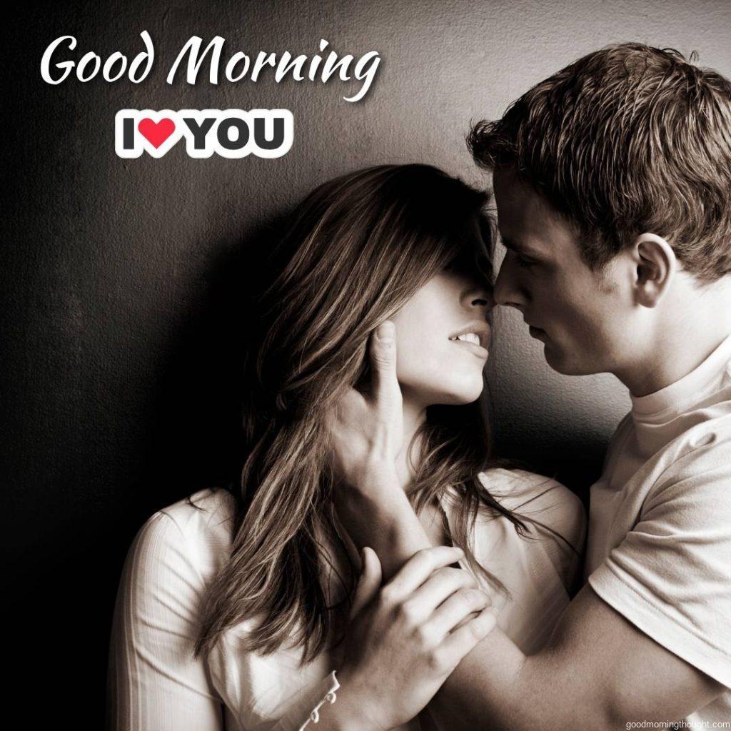 A young couple is about to kiss. Love Romantic Kiss Good Morning Image