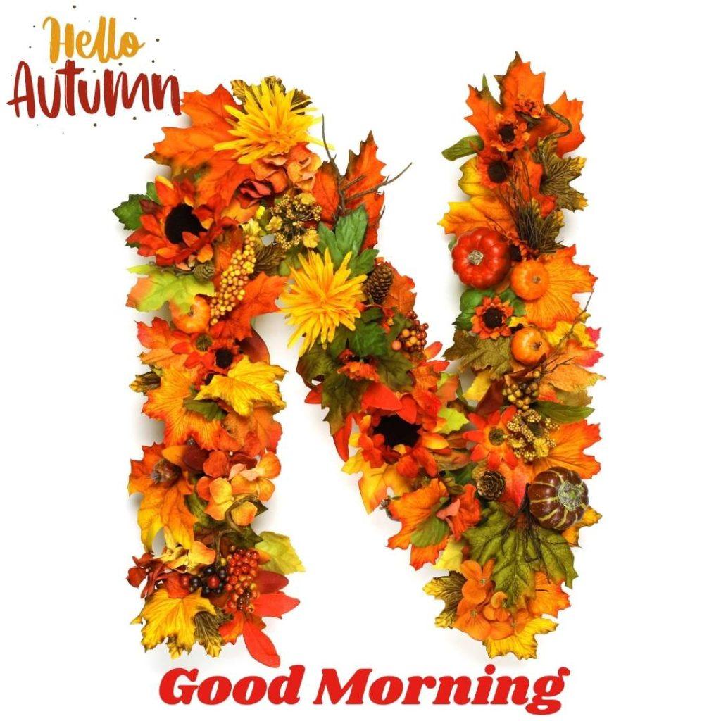 Autumn alphabet, good morning text