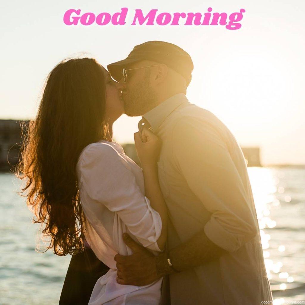 Beautiful couple. City life. Natural lens flare for the mood. Good morning text