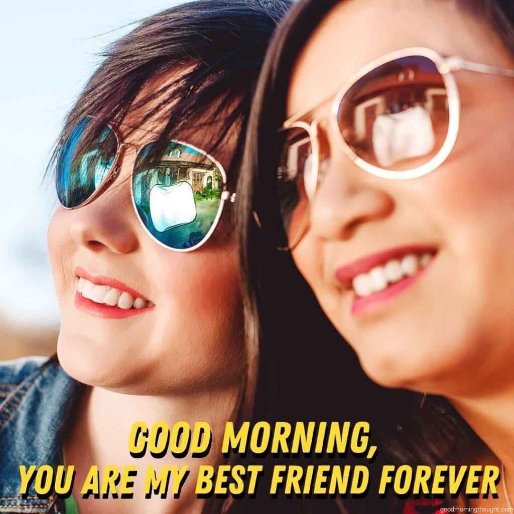 Best friends together outdoors, good morning images for friends