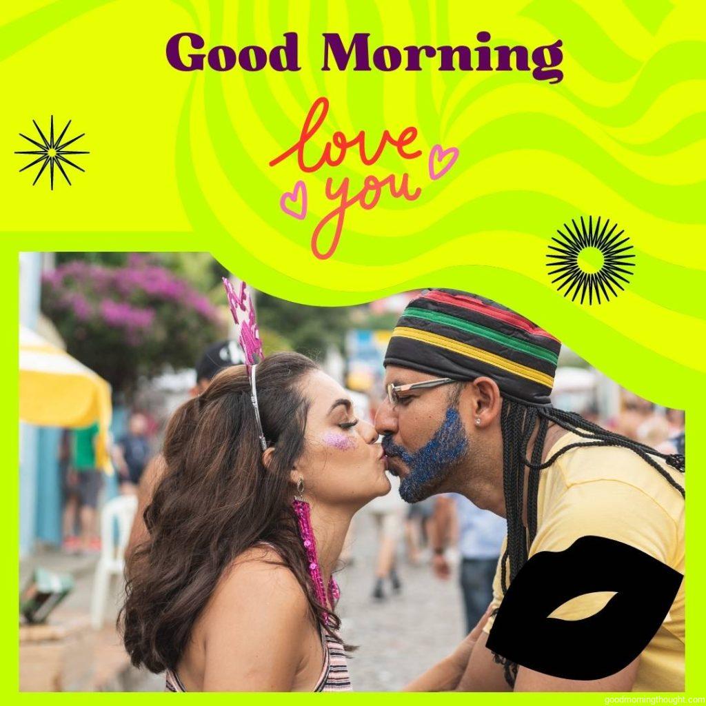 Couple kissing at Carnival, Good Morning Image