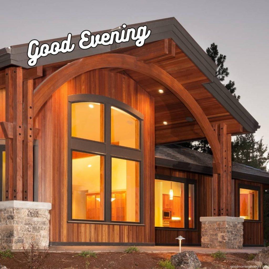 Evening home exterior with _Good Evening_ text