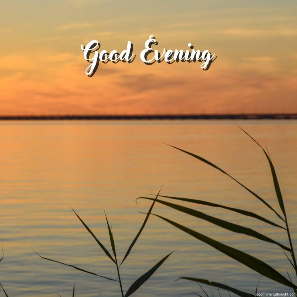 Soft colours at sunset by the Baltic Sea in Sweden with _Good Evening_ text