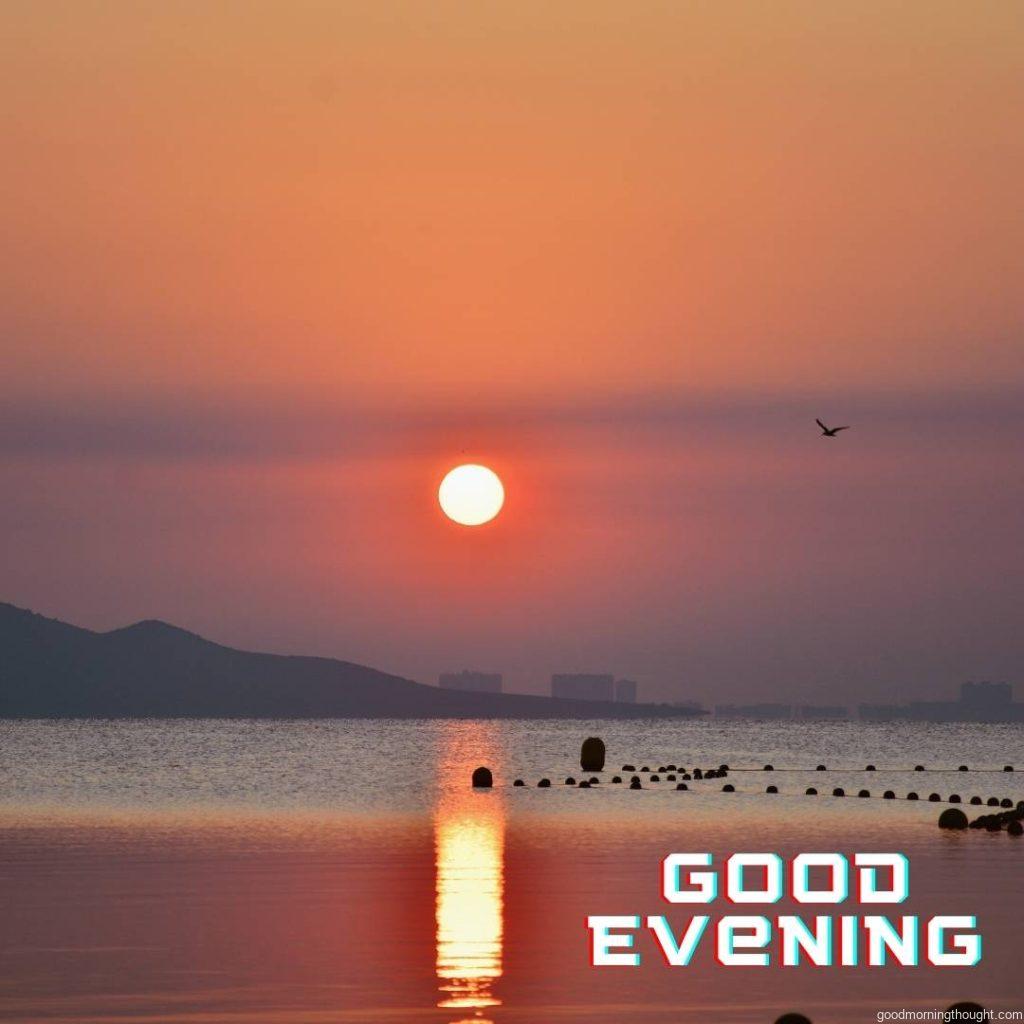 Spanish Sunset with the _good evening_ text