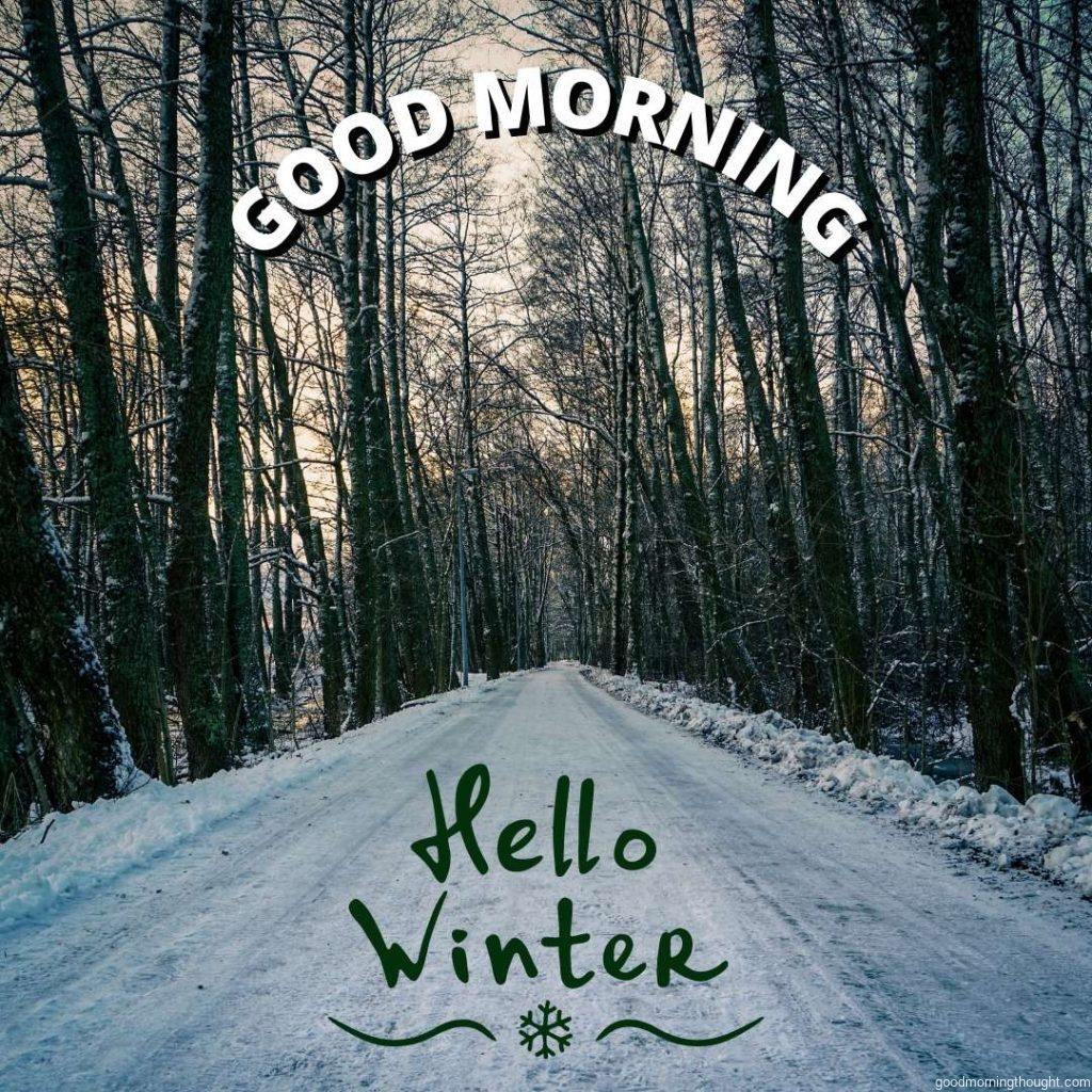 Winter scenery. _Good morning_ text