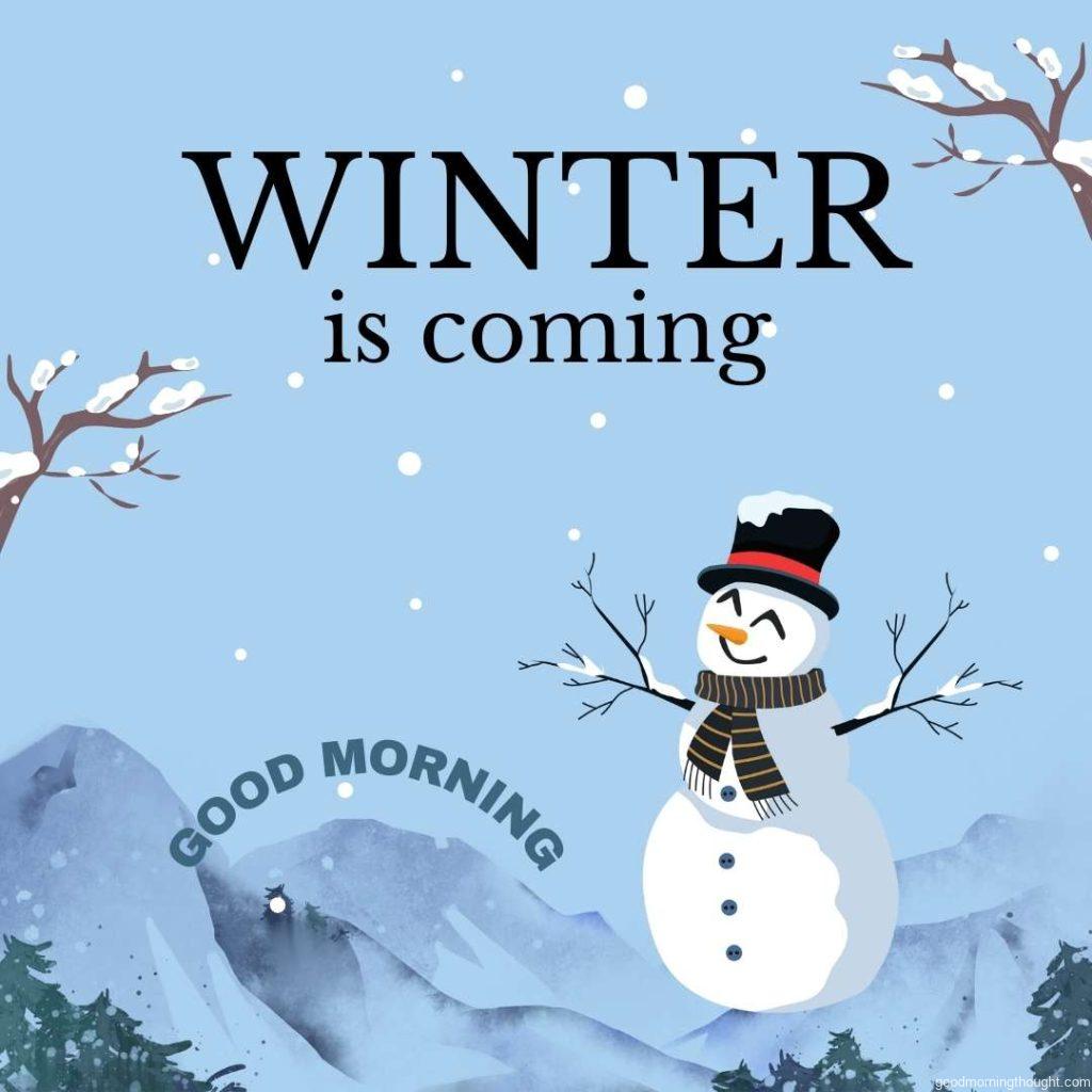 Winter snowman vector illustration _Good morning_ text