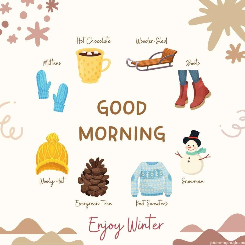 Winter useful things in the background, Good morning, winter images