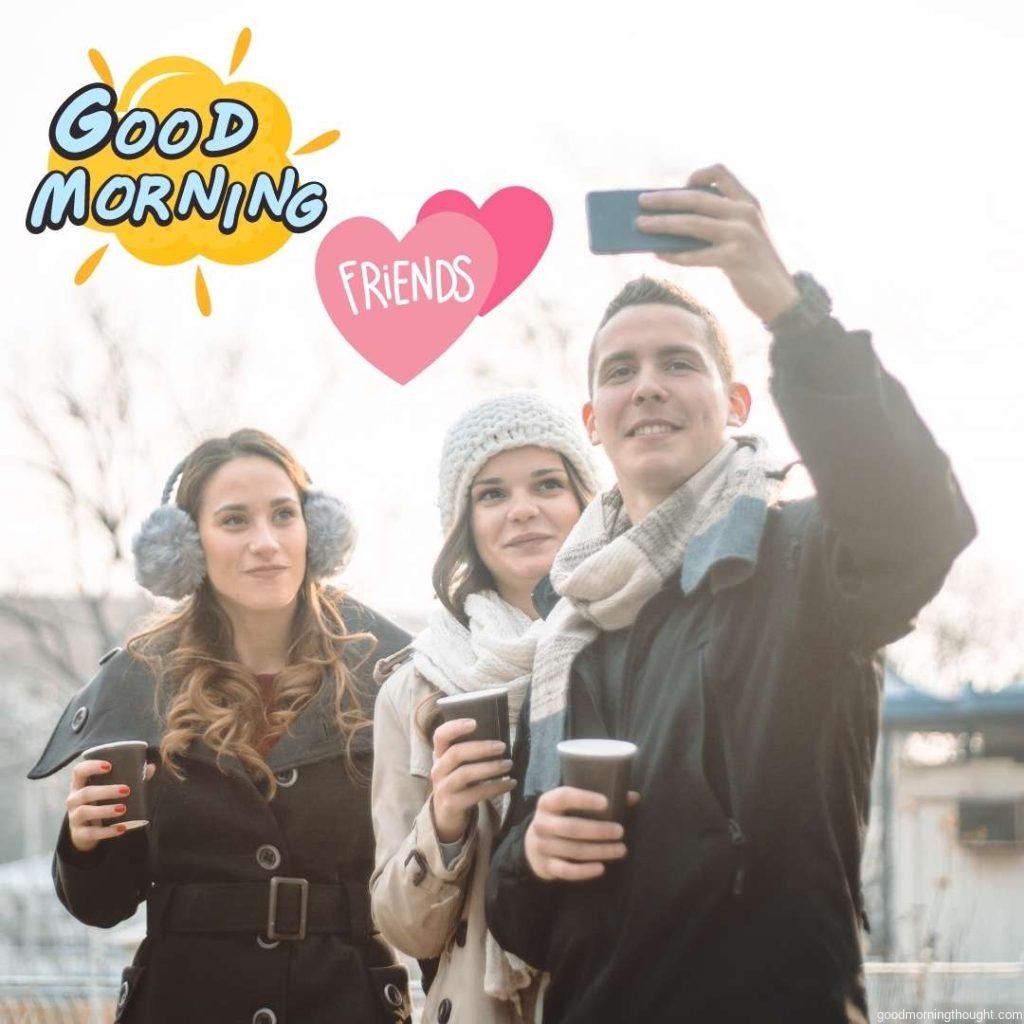 friends with phones, Good morning images for friends