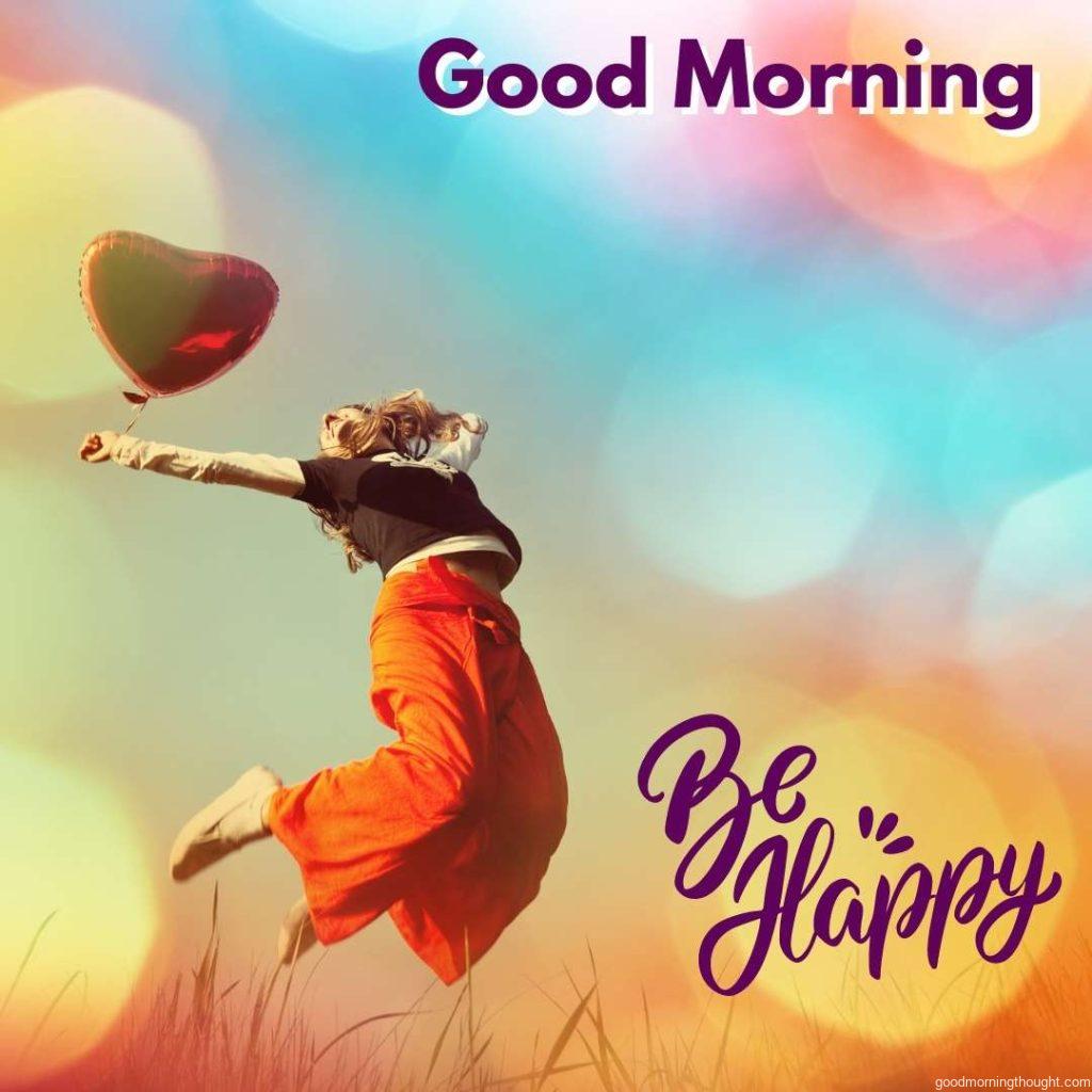 A happy girl. _Good Morning_ text. Happy Good Morning Images