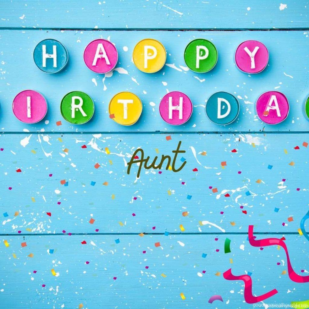 Colourful Birthday Background with _Happy Birthday Aunt_ text