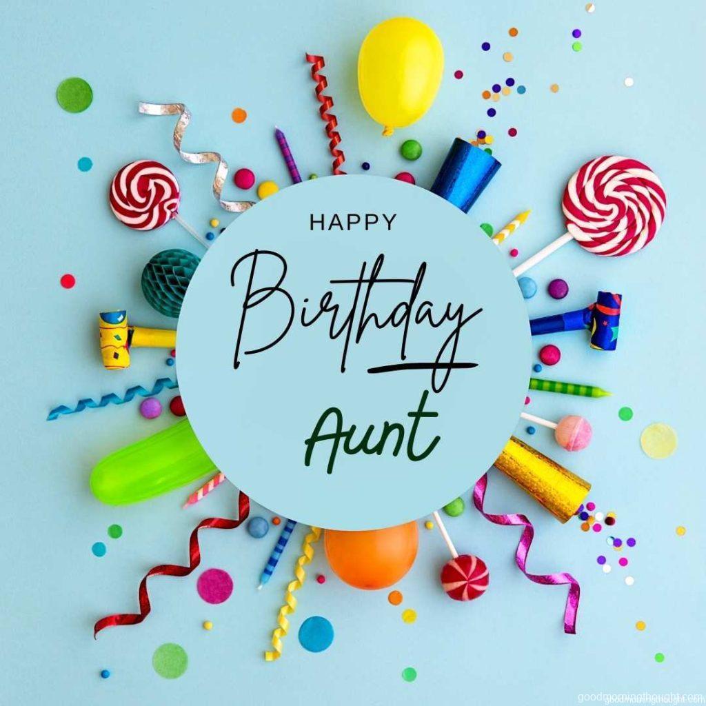 Colourful Birthday Background with _Happy Birthday Aunt_ text