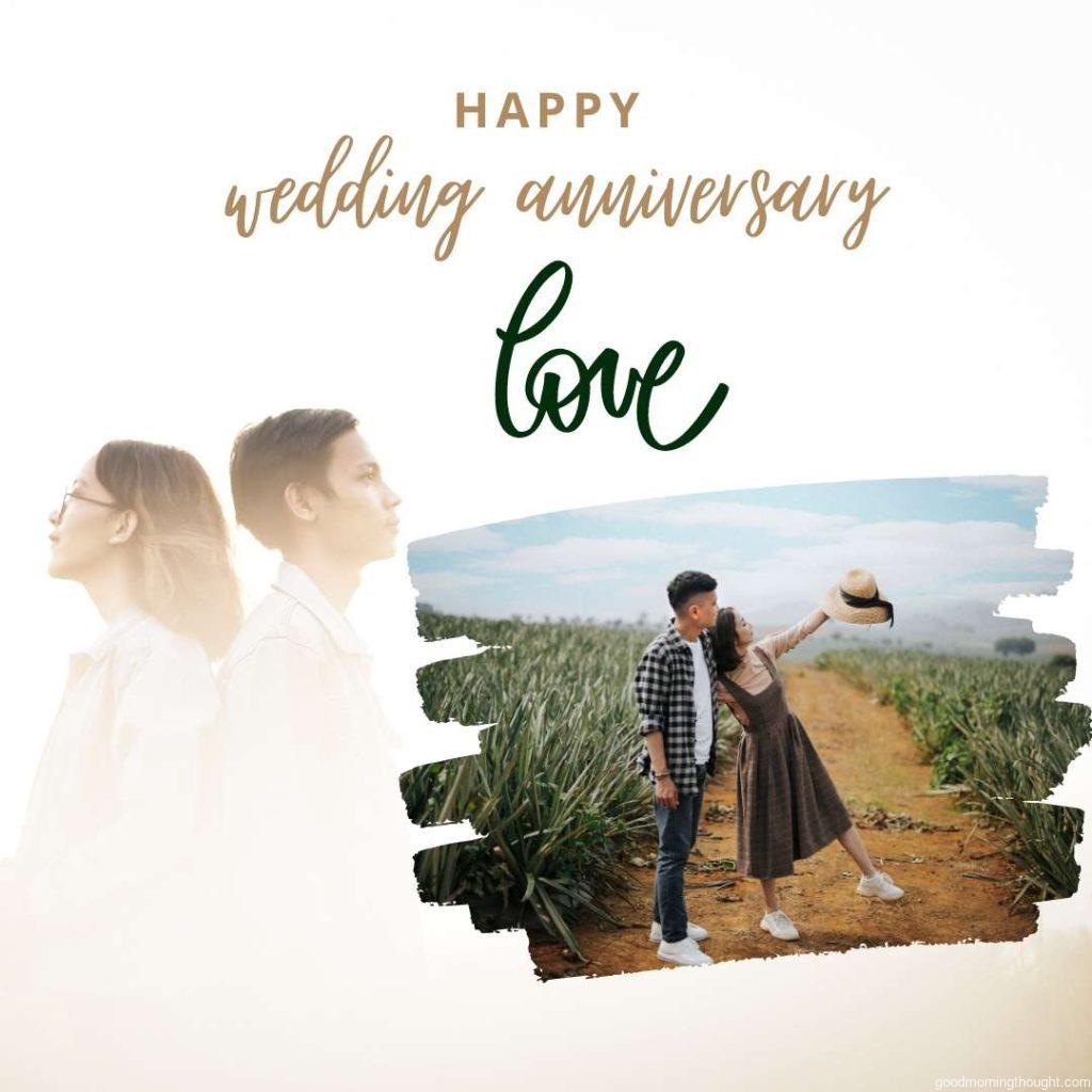 Couple At A Farmland on the occasion of a Happy Wedding Anniversary