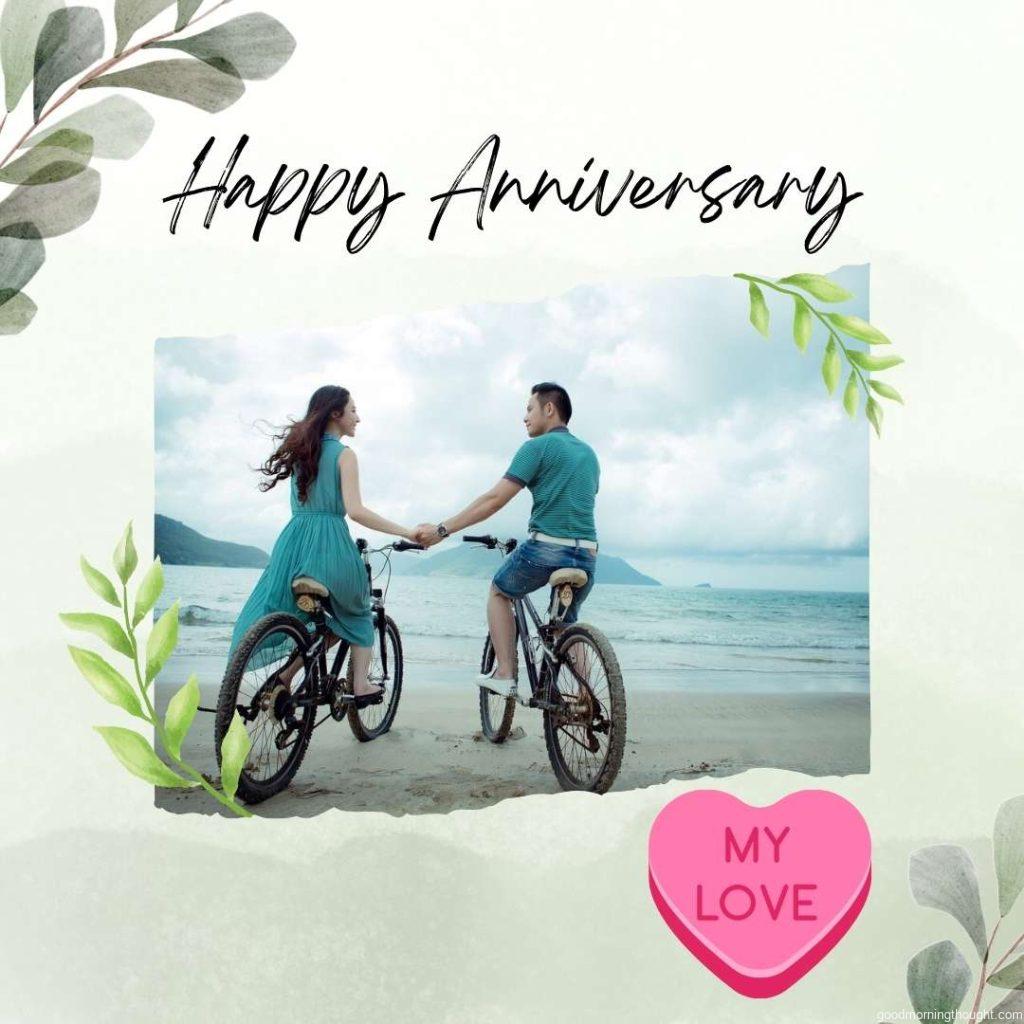 Couple Riding Bikes on the occasion of a Wedding Anniversary