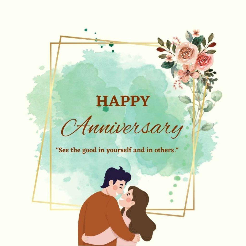 Floral Frame Illustration, Romantic Couple, Happy Wedding Anniversary Images