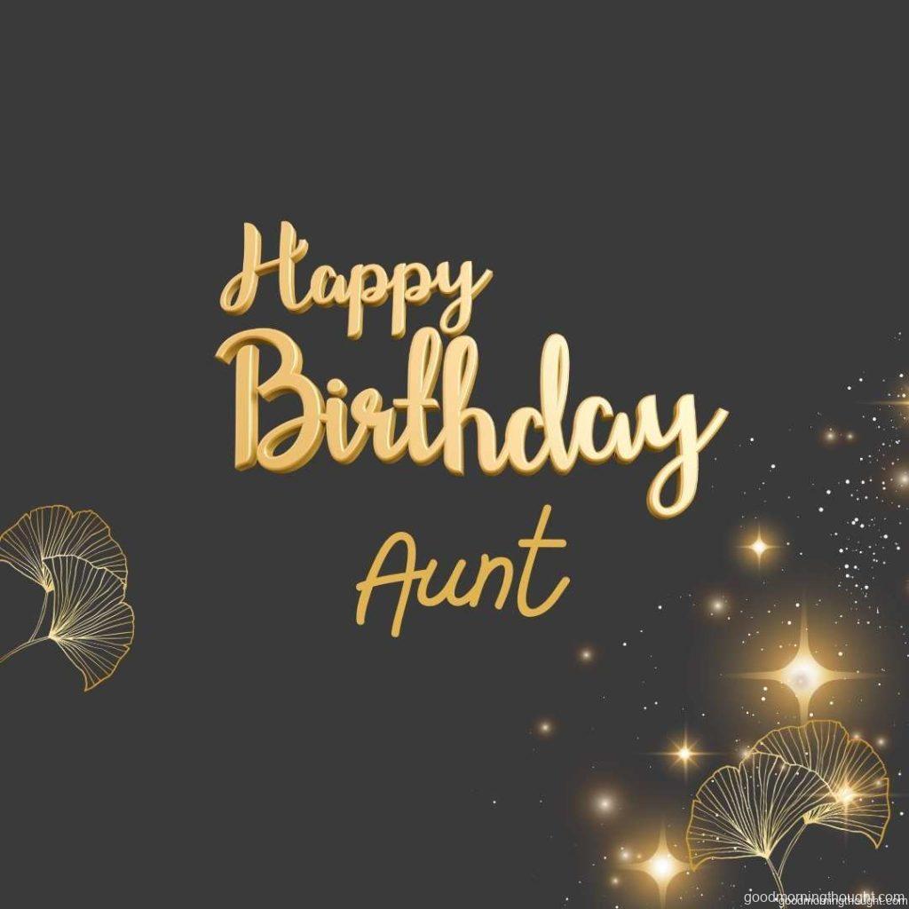 Gold blinking stars in the background, Happy Birthday Aunt text written