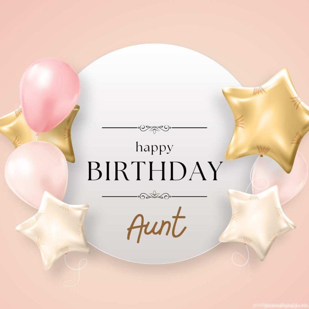 Happy Birthday Aunt Congratulations banner design with Confetti, Balloons, and Glossy Glitter Ribbon for Party Holiday Background Vector Illustration