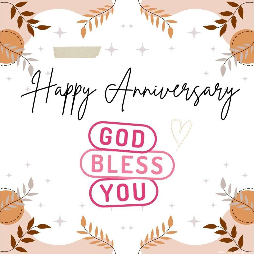 Happy Wedding Anniversary greeting with God Bless You text