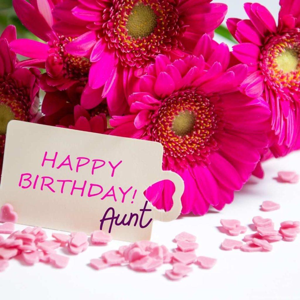 Happy birthday, Aunt on floral background