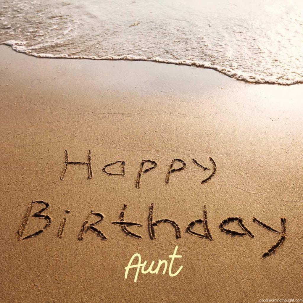 Happy birthday postcard on the beach Happy Birthday Aunt Images