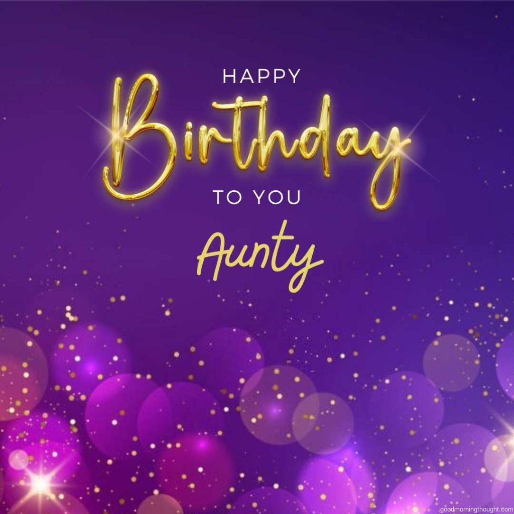 Holiday Abstract_ shiny gold bokeh design element and glitter effect on purple background, Happy Birthday Aunt Images