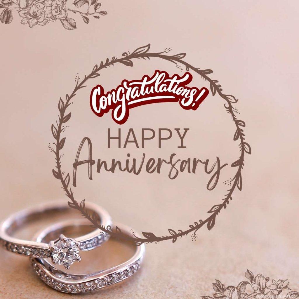 Wedding rings with flowers in the background, Happy Wedding Anniversary Images