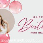 White birthday frame with pink balloon cutouts and _Happy Birthday, Aunt_ text