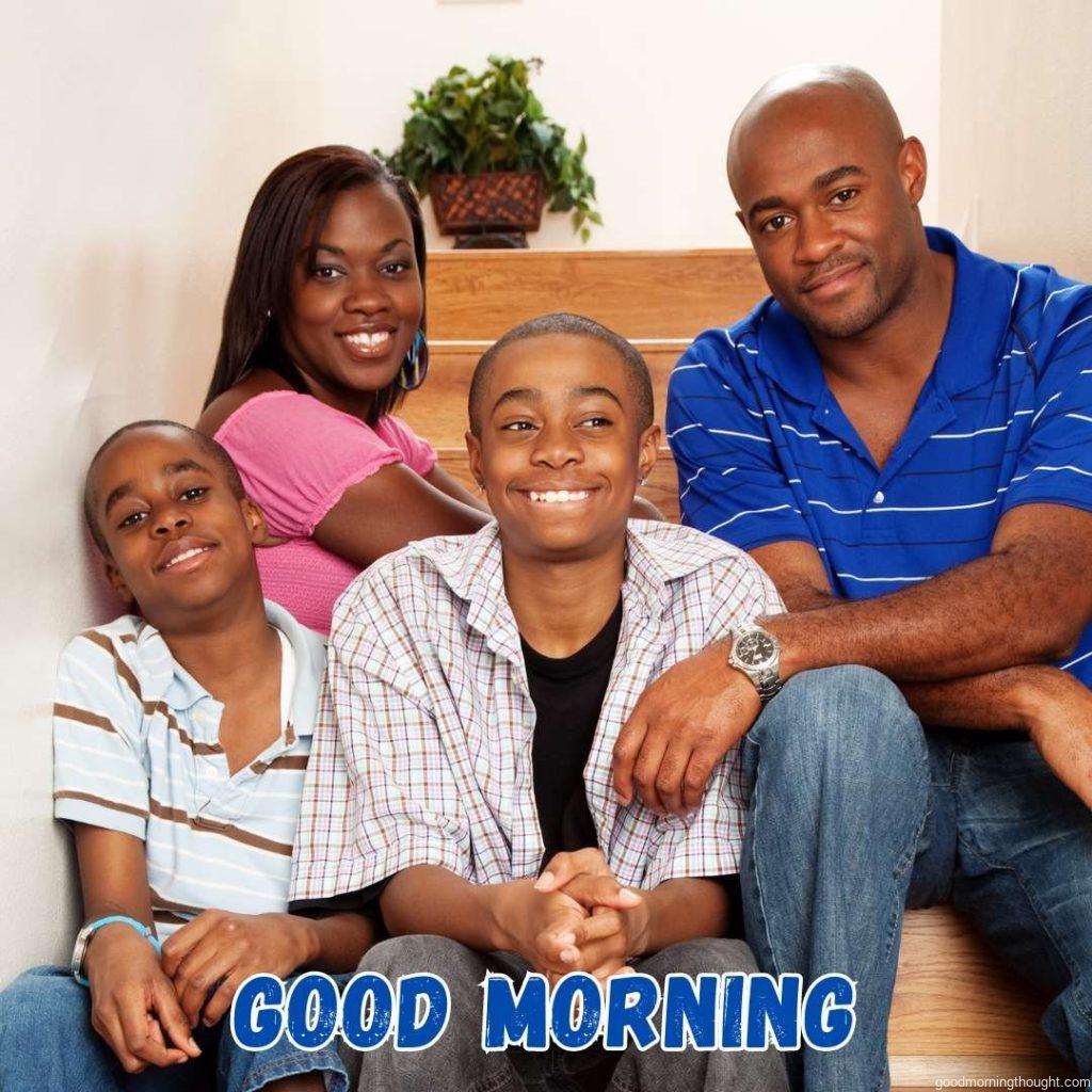 Young African American family portrait. Focus on kids. African American Good Morning Images