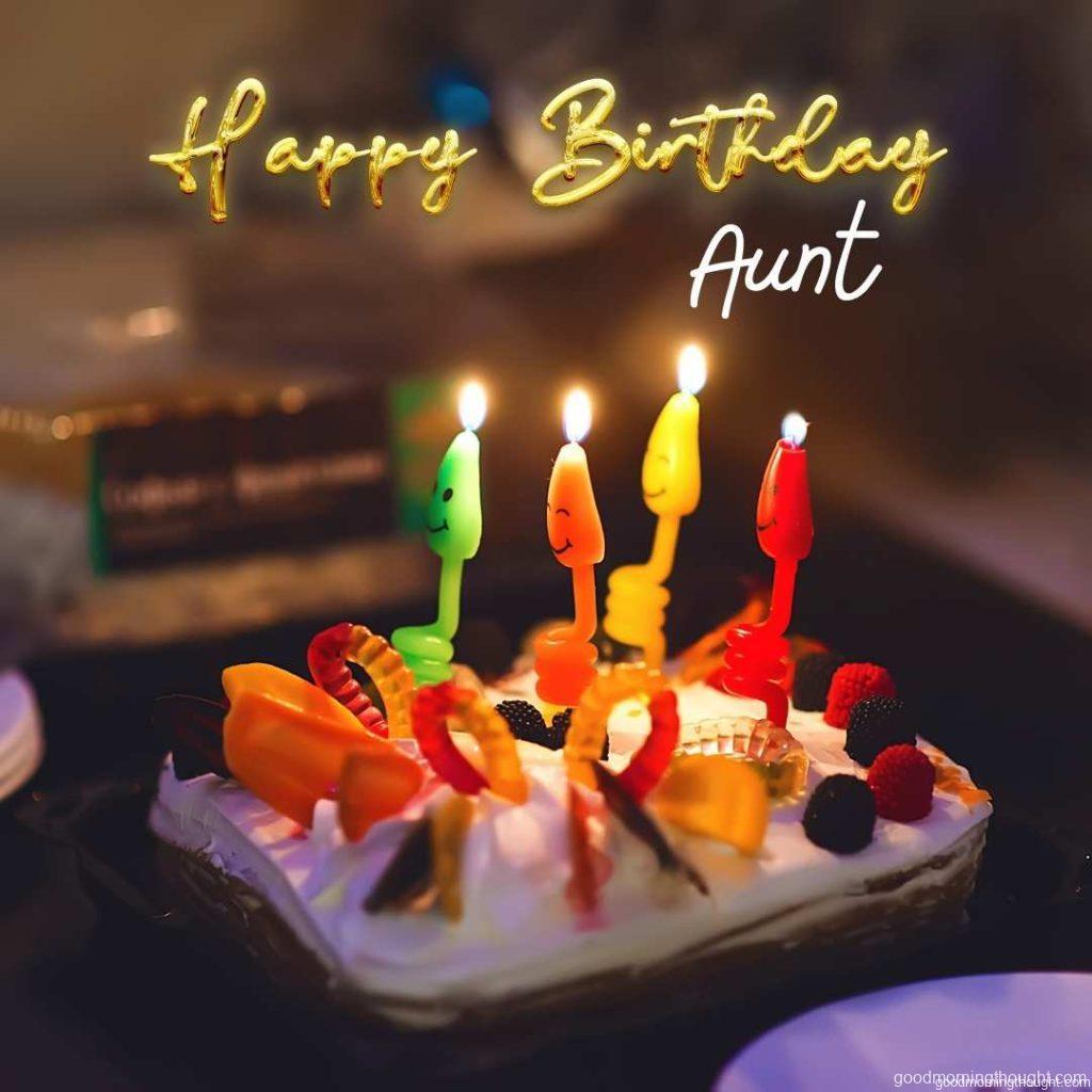 birthday cake with Happy Birthday Aunt text