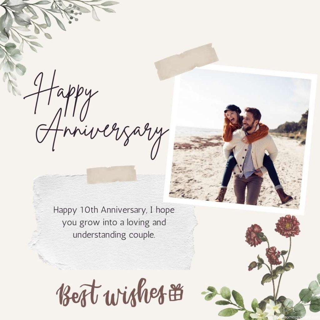 flower arrangement with greenery leaves. Close-up of a happy young couple enjoying time by the beach on the eve of their Wedding anniversary